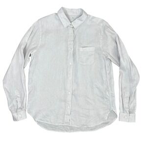 Muji Women Light Gray 100% Linen Long Sleeve Button Down Shirt Size M Minimalist